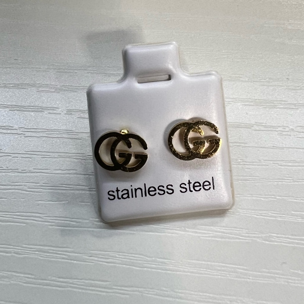 Gold GG Inspired Stainless Steel Earrings #39B - Picture 2 of 4